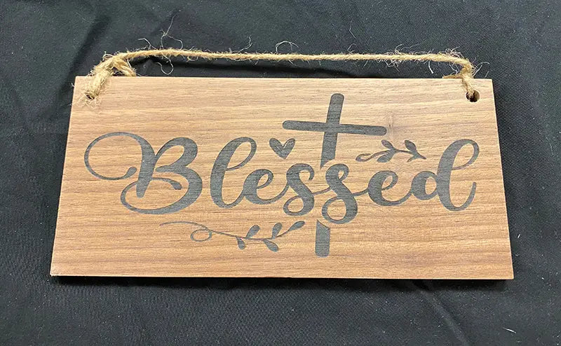 "Blessed" Walnut Sign