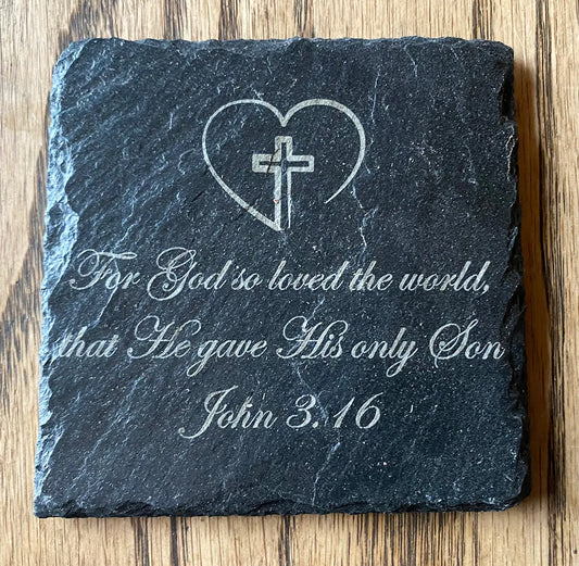 Custom Heart Cross Slate Coasters - Set of 8