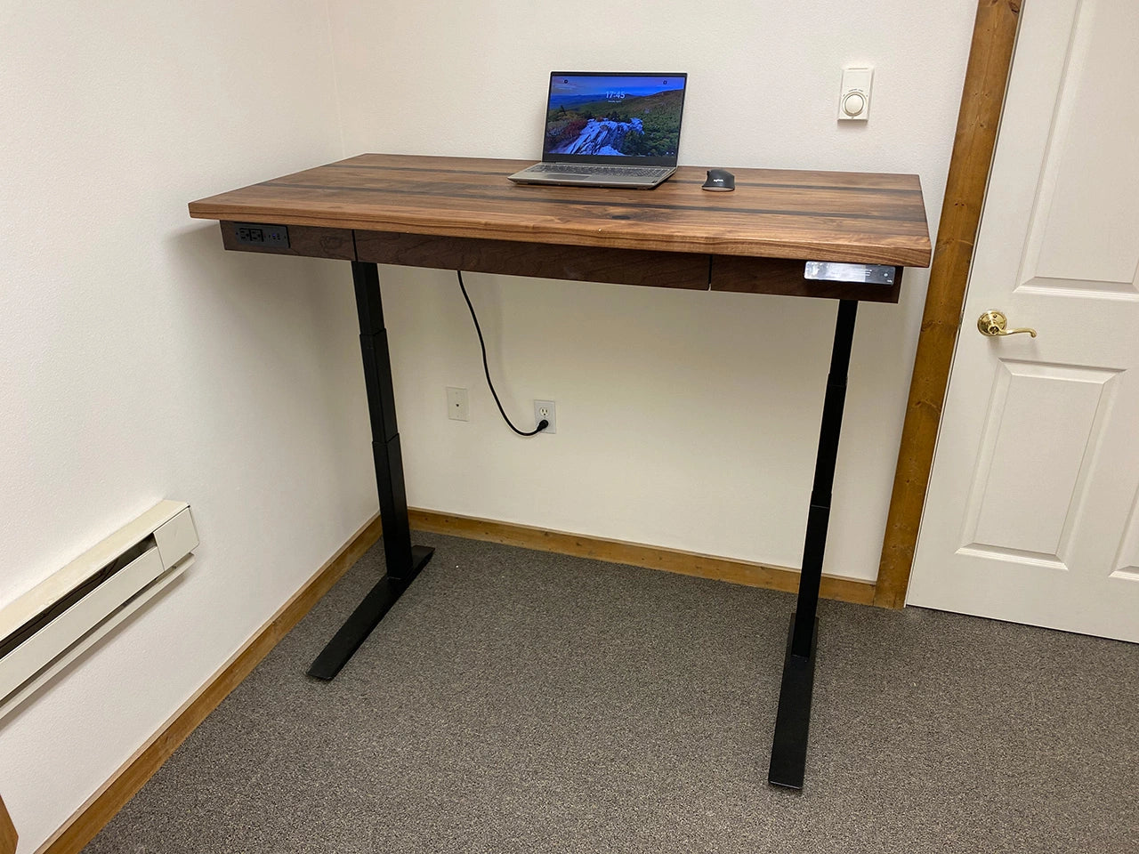 Executive Walnut/African Wenge Sit Stand Desk