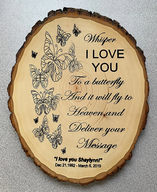 Letrero de mariposa "Susurro te amo" - Live Edge