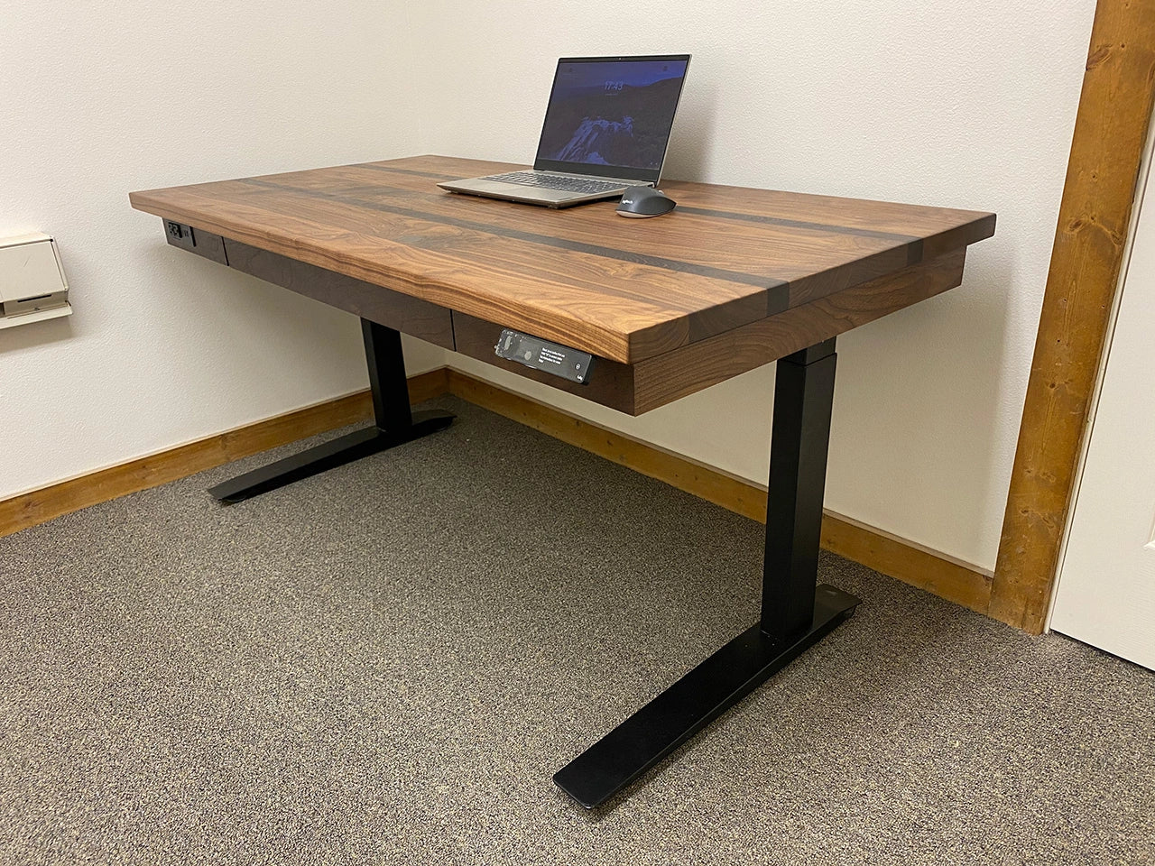 Executive Walnut/African Wenge Sit Stand Desk