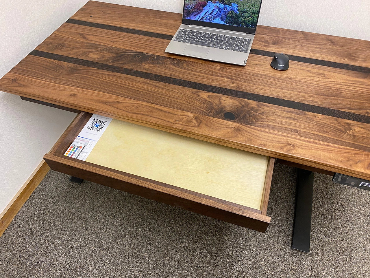 Executive Walnut/African Wenge Sit Stand Desk