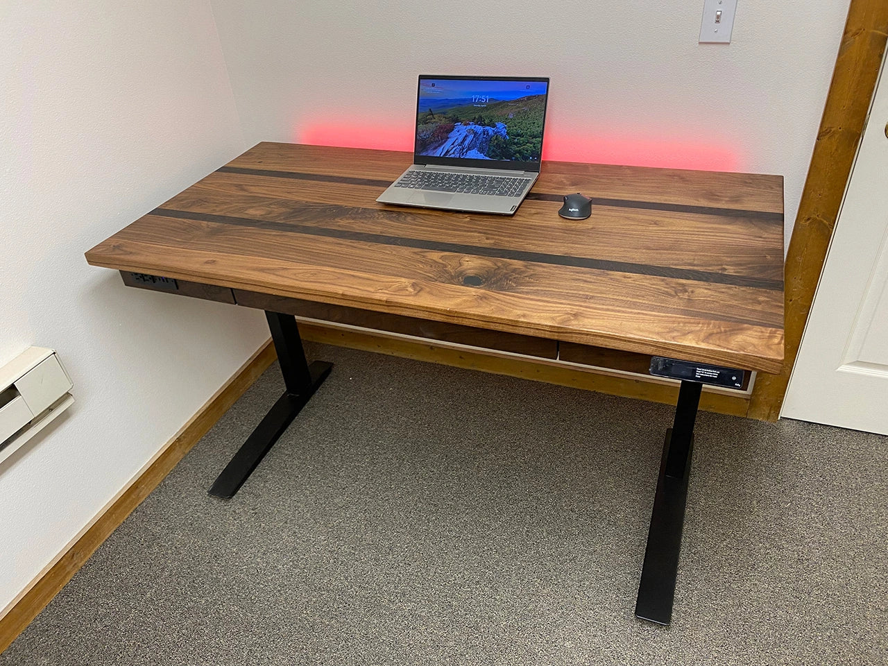 Executive Walnut/African Wenge Sit Stand Desk