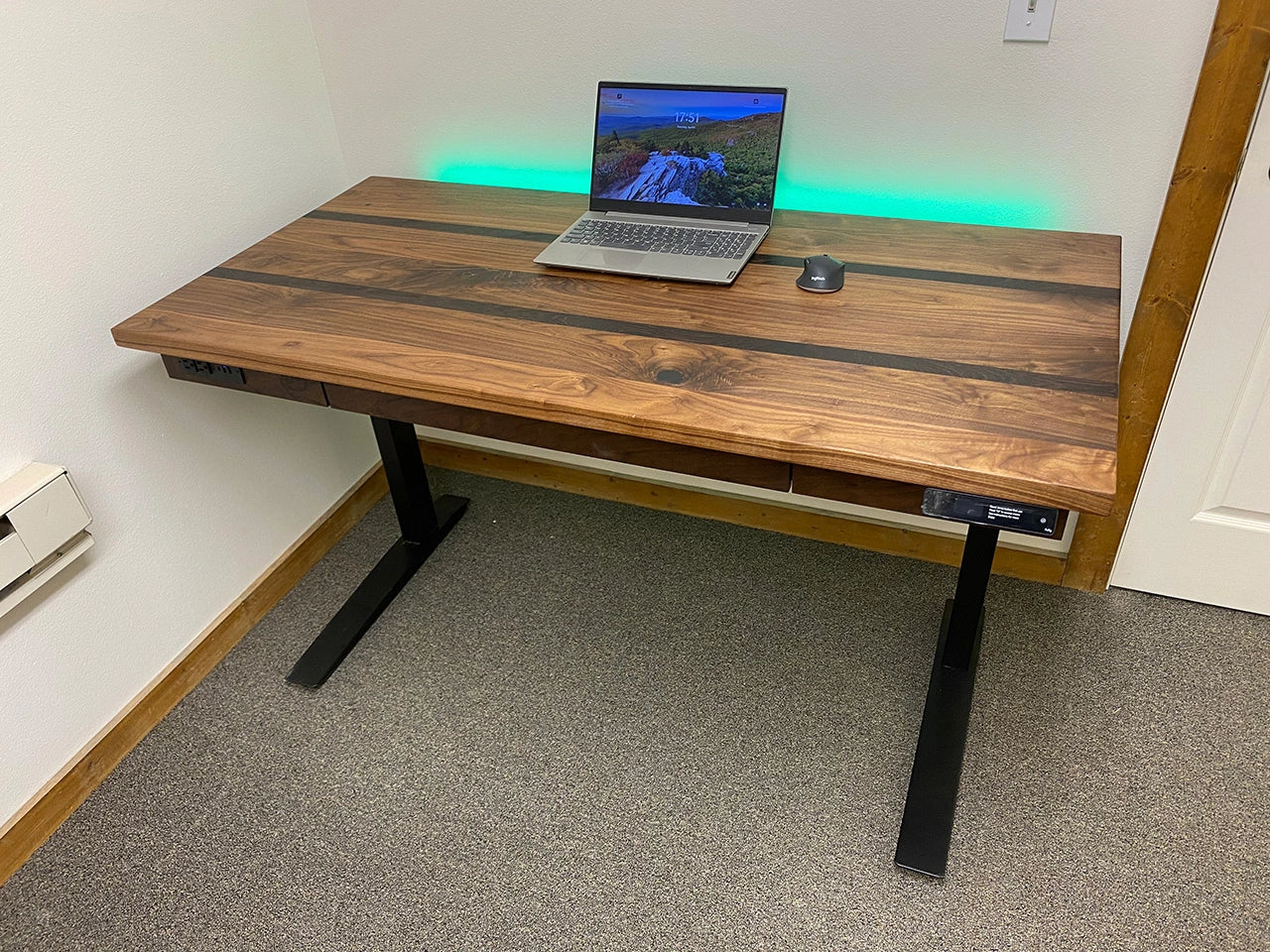 Executive Walnut/African Wenge Sit Stand Desk