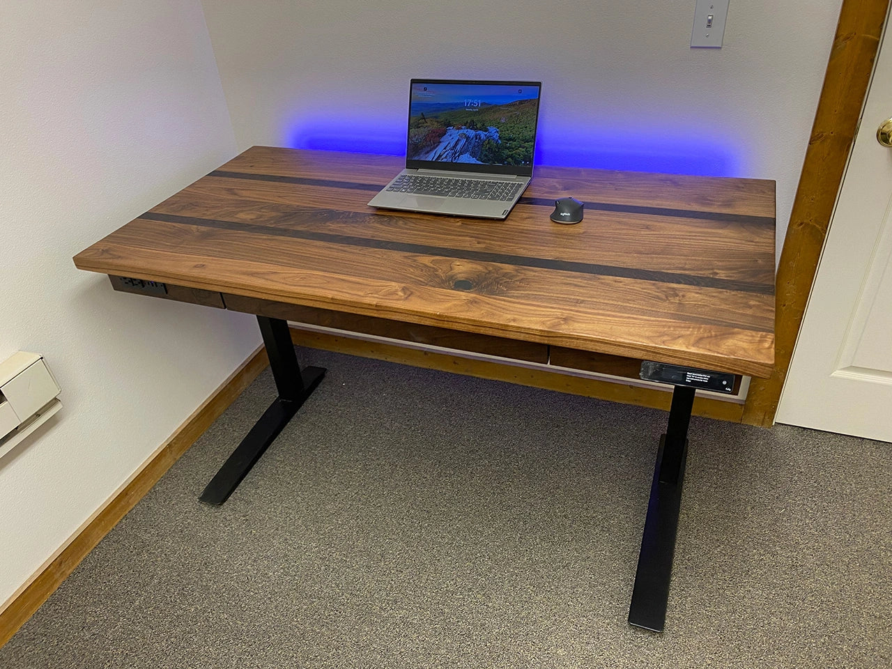 Executive Walnut/African Wenge Sit Stand Desk